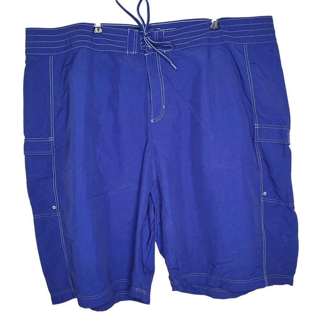 Lands' End Board Shorts Womens 20 Blue Nylon Swim Trunks Drawstring Pockets